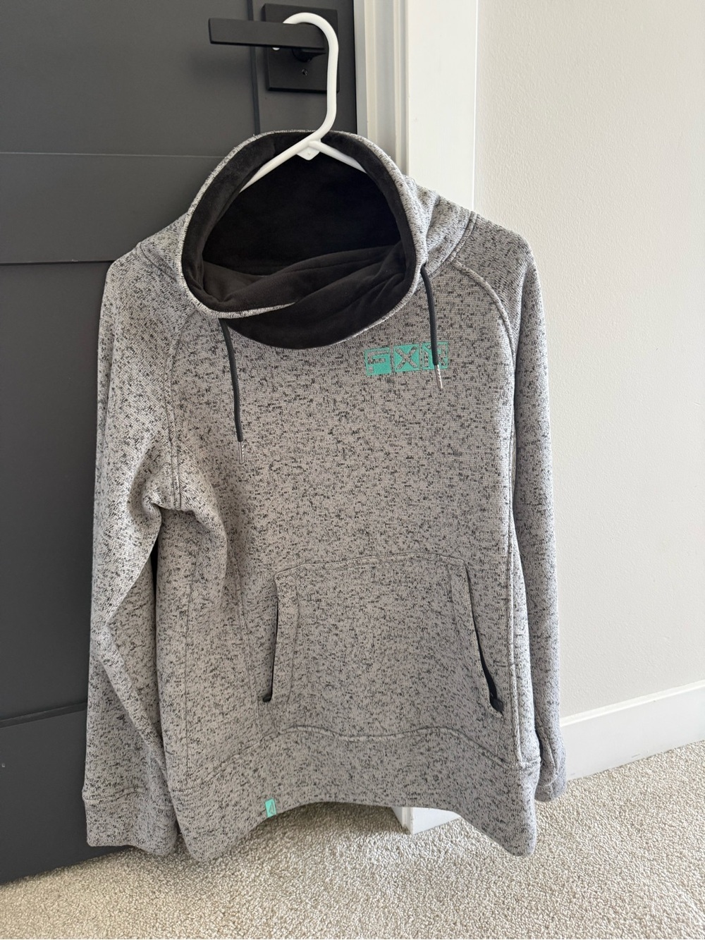 Gray Speckled Cowl Neck Pullover Sweatshirt